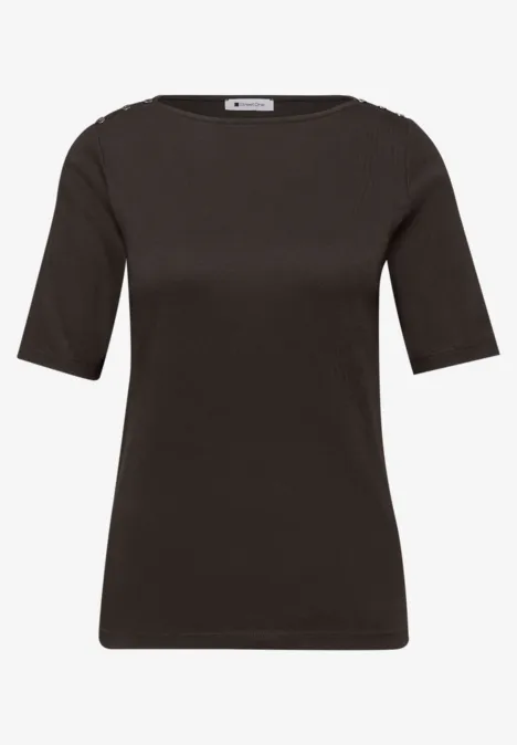T-shirt avec détail de boutons espresso brown T-shirt avec détail de boutons espresso brown