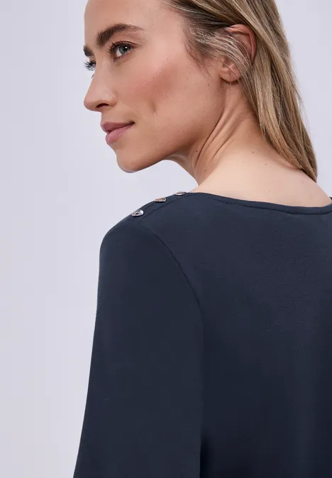 T-shirt avec détail de boutons shadowed navy