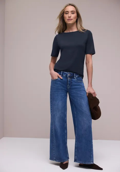 T-shirt avec détail de boutons shadowed navy