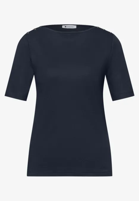 T-shirt avec détail de boutons shadowed navy