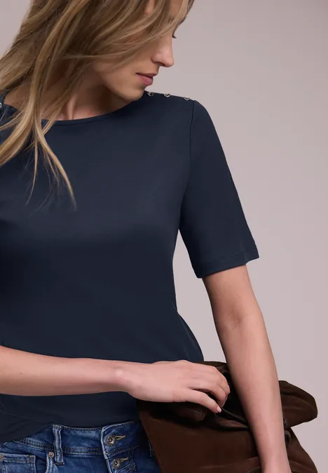 T-shirt avec détail de boutons shadowed navy