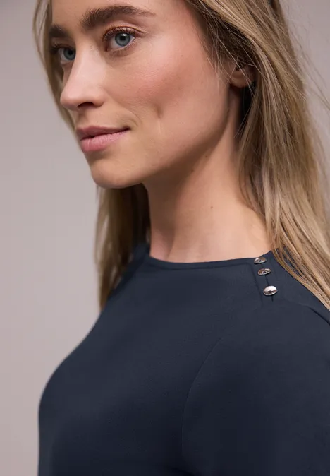 T-shirt avec détail de boutons shadowed navy