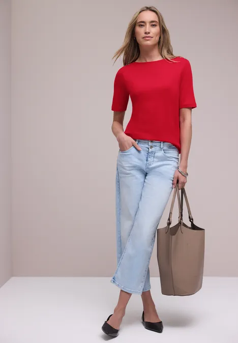 T-shirt avec détail de boutons salsa red