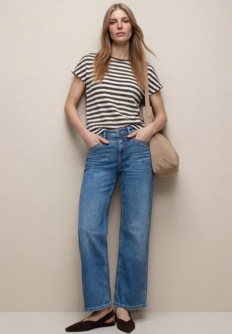 Dropped Shoulder Shirt mit Streifen espresso brown