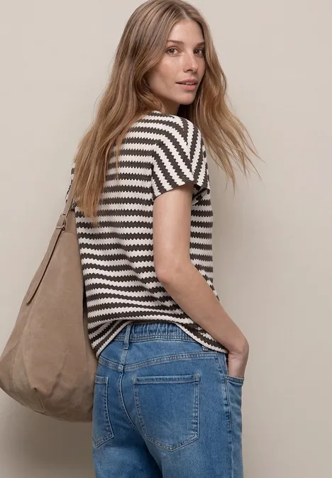 Dropped Shoulder Shirt mit Streifen espresso brown