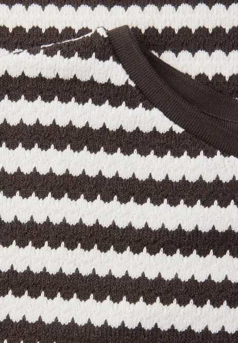 Dropped Shoulder Shirt mit Streifen espresso brown