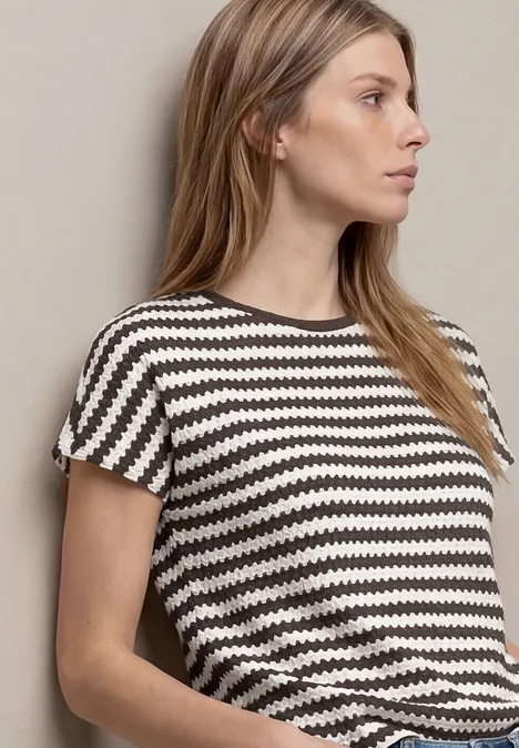 Dropped Shoulder Shirt mit Streifen espresso brown