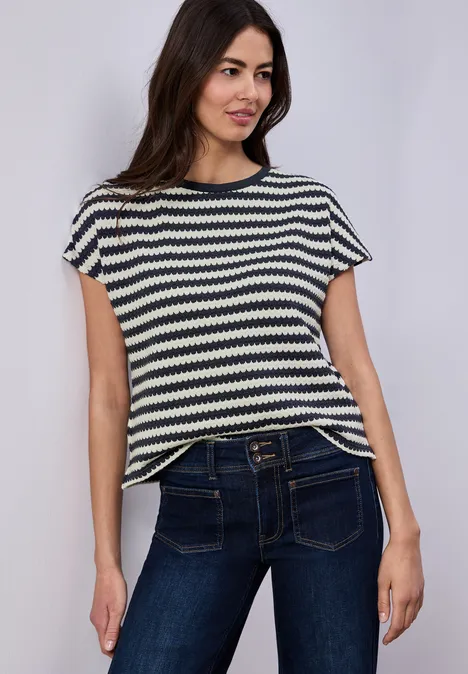 Dropped Shoulder Shirt mit Streifen shadowed navy