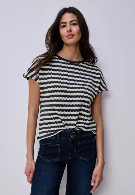 Dropped Shoulder Shirt mit Streifen shadowed navy