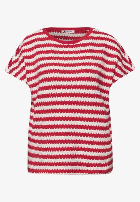 Dropped Shoulder Shirt mit Streifen salsa red