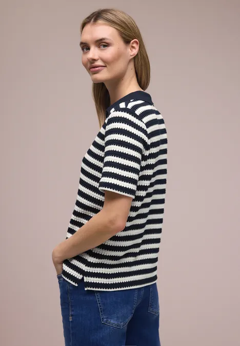 Koszulka Polo z krótkim rękawem w paski shadowed navy