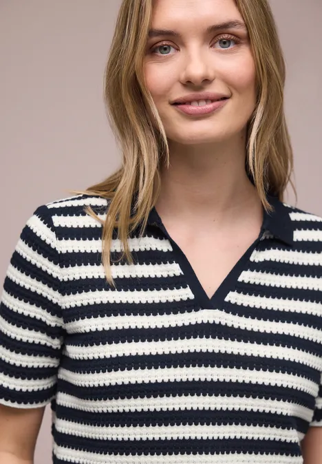 Koszulka Polo z krótkim rękawem w paski shadowed navy