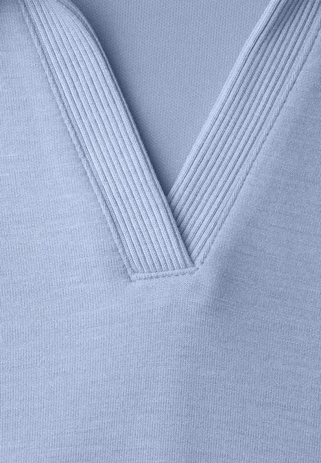 Poloshirt met korte mouwen en geribd detail cashmere blue