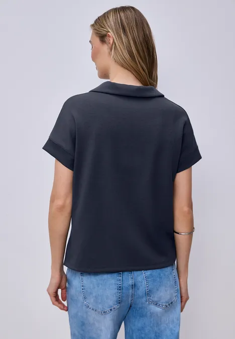 Poloshirt met korte mouwen en geribd detail shadowed navy