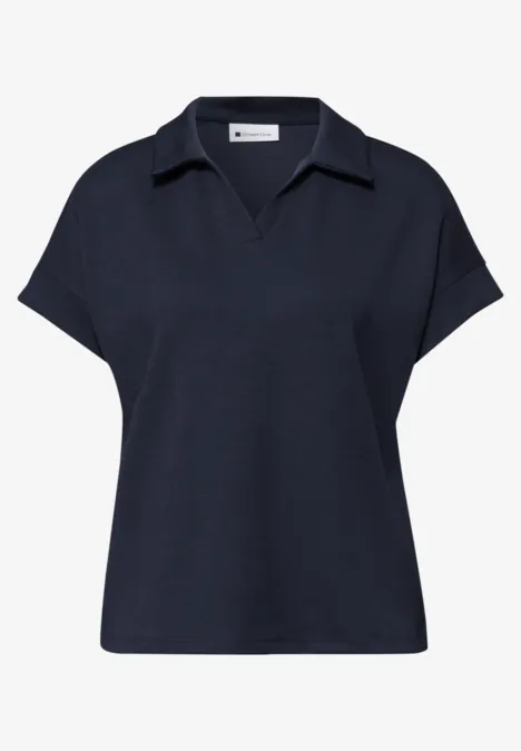Poloshirt met korte mouwen en geribd detail shadowed navy