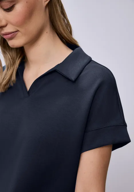 Poloshirt met korte mouwen en geribd detail shadowed navy