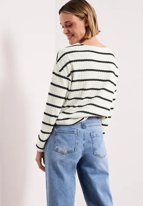 T-shirt à manches longues en look tricot shadowed navy