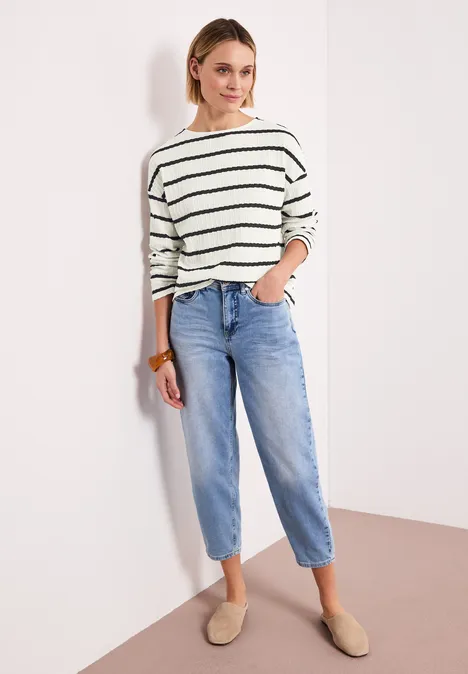 T-shirt à manches longues en look tricot shadowed navy