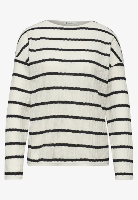 T-shirt à manches longues en look tricot shadowed navy