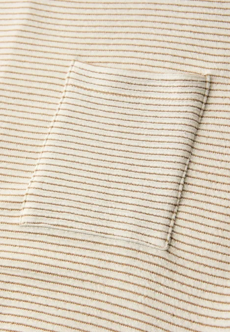 Koszulka z krótkim rękawem w teksturowane paski safari beige