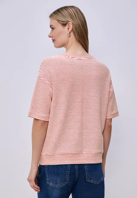 T-shirt à manches courtes avec rayures structurées salsa red
