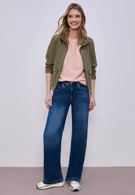 T-shirt à manches courtes avec rayures structurées salsa red