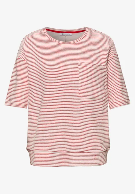 T-shirt à manches courtes avec rayures structurées salsa red