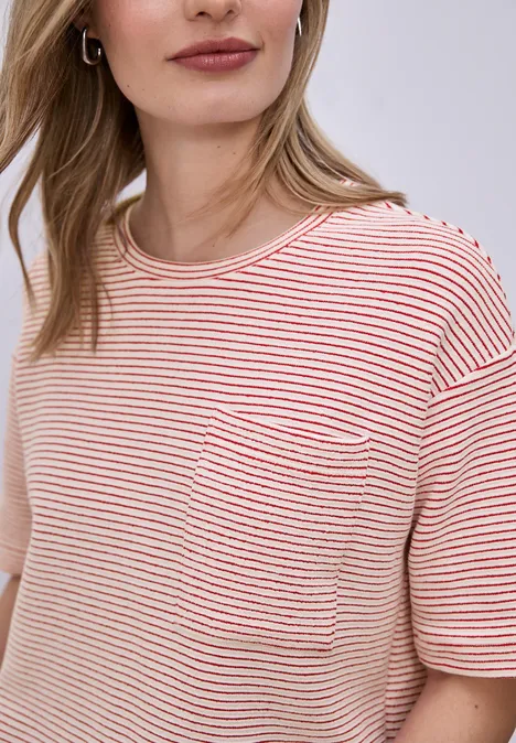 T-shirt à manches courtes avec rayures structurées salsa red