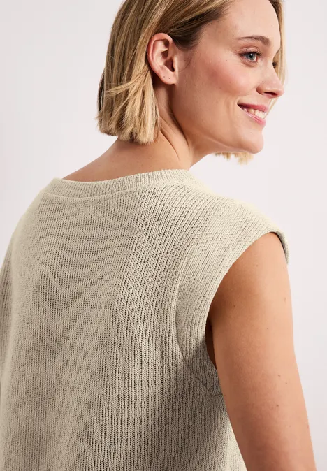 Dropped Shoulder Top im Strick-Look smoke beige