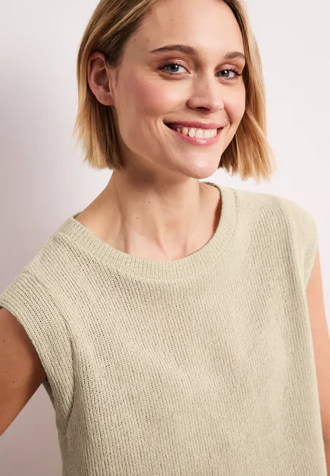Dropped Shoulder Top im Strick-Look smoke beige