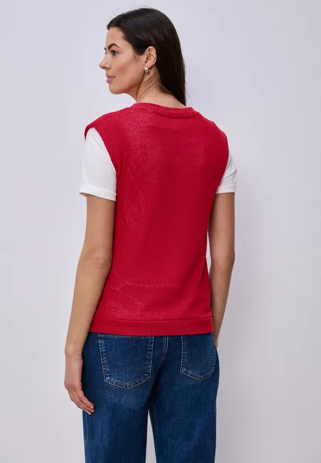 Dropped Shoulder Top im Strick-Look salsa red Dropped Shoulder Top im Strick-Look salsa red