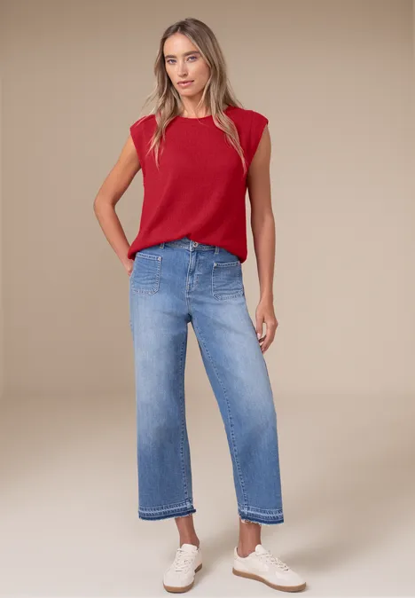 Dropped Shoulder Top im Strick-Look salsa red Dropped Shoulder Top im Strick-Look salsa red