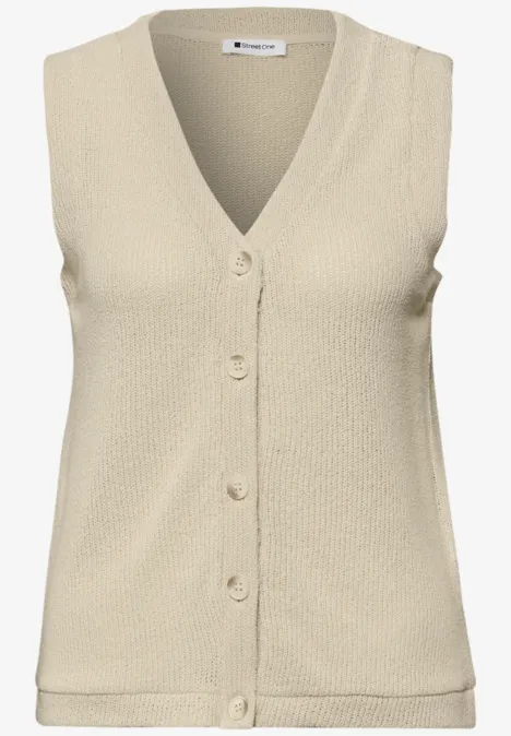 Gilet met V-hals en gebreide look smoke beige