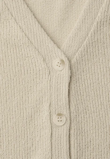 Gilet met V-hals en gebreide look smoke beige