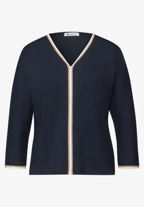Shirt met 3/4 mouwen en contrasterende details shadowed navy