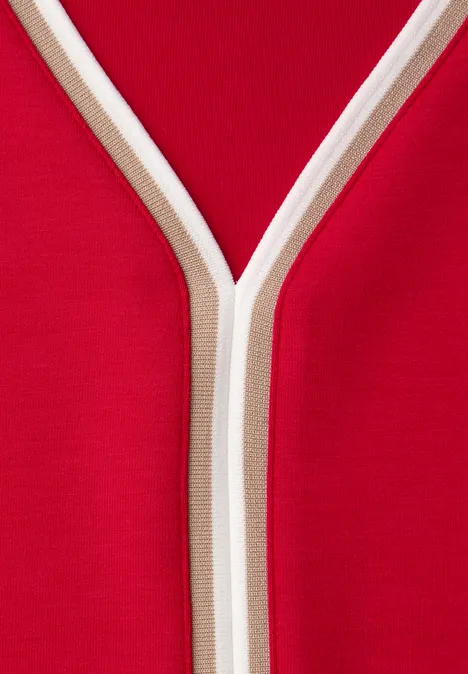 3/4-Arm Shirt mit Kontrastdetail salsa red