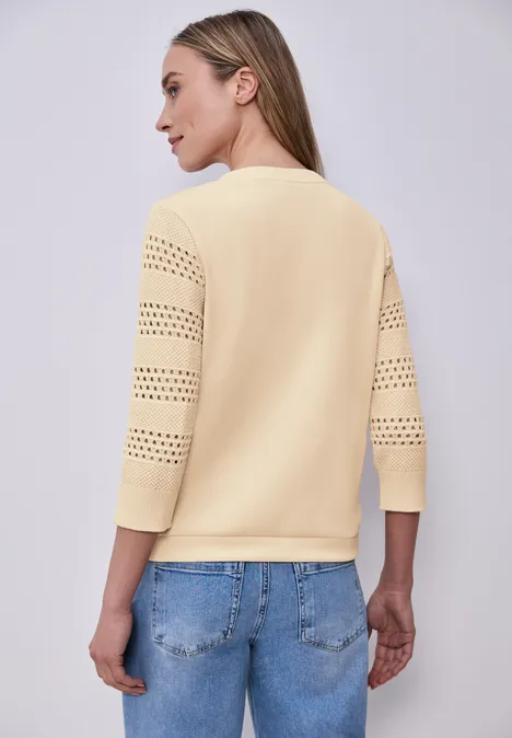 T-shirt à manches ajourées smoke beige T-shirt à manches ajourées smoke beige