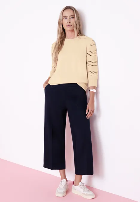 T-shirt à manches ajourées smoke beige T-shirt à manches ajourées smoke beige