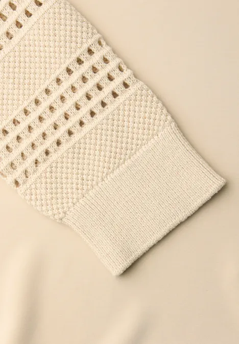 T-shirt à manches ajourées smoke beige T-shirt à manches ajourées smoke beige