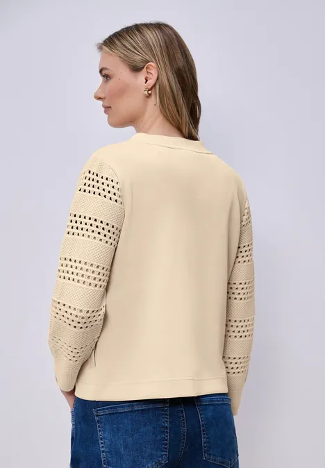 Veste à manches longues en look soie smoke beige