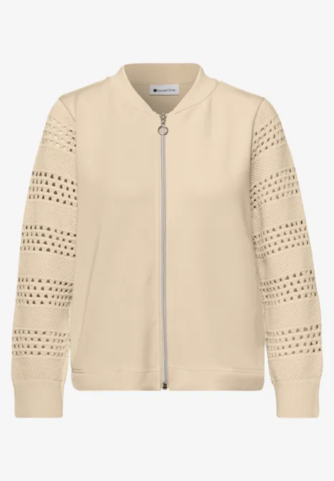 Veste à manches longues en look soie smoke beige