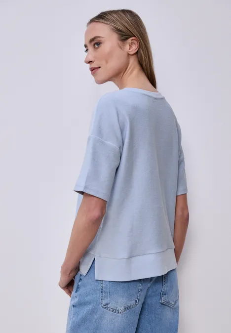 T-shirt à manches courtes avec mélange de structures cashmere blue T-shirt à manches courtes avec mélange de structures cashmere blue