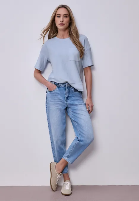 T-shirt à manches courtes avec mélange de structures cashmere blue T-shirt à manches courtes avec mélange de structures cashmere blue