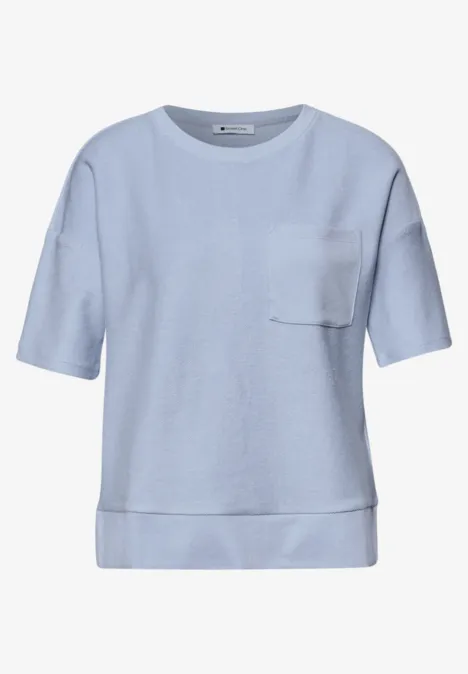T-shirt à manches courtes avec mélange de structures cashmere blue T-shirt à manches courtes avec mélange de structures cashmere blue