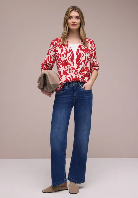 Shirt mit Rundhals und  Volumen-Ärmeln salsa red