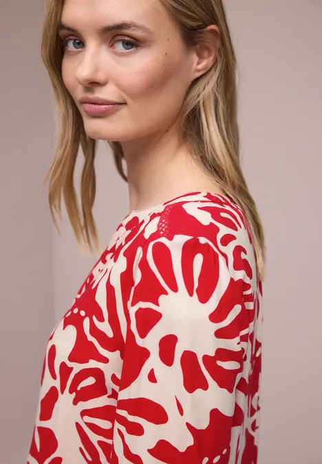 Shirt mit Rundhals und  Volumen-Ärmeln salsa red