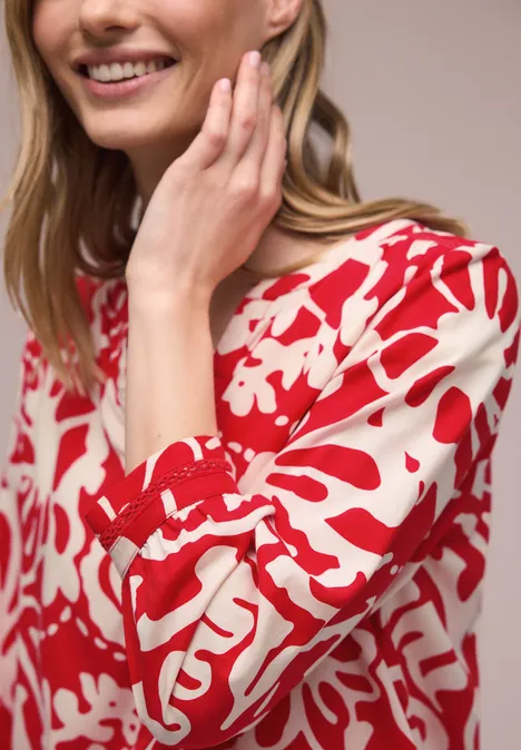 Shirt mit Rundhals und  Volumen-Ärmeln salsa red