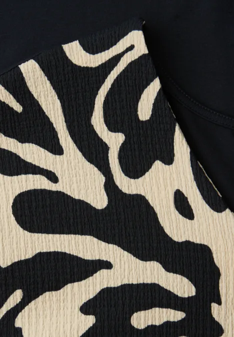 Shirt met gespleten hals en print op de voorkant shadowed navy