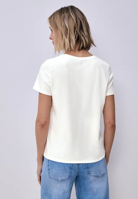 Shirt met korte mouwen en gestreepte zak off white