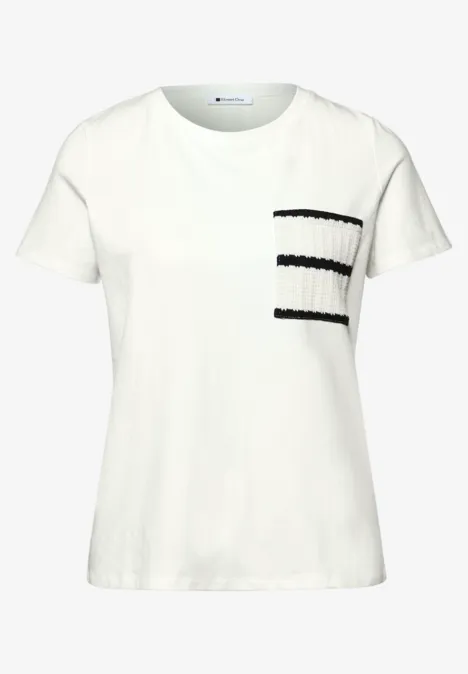 Shirt met korte mouwen en gestreepte zak off white